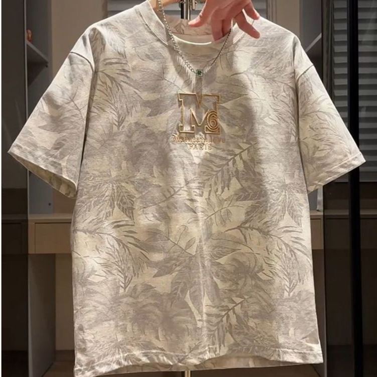 字母刺繡百搭重工帥氣小眾男士圓領設計T恤