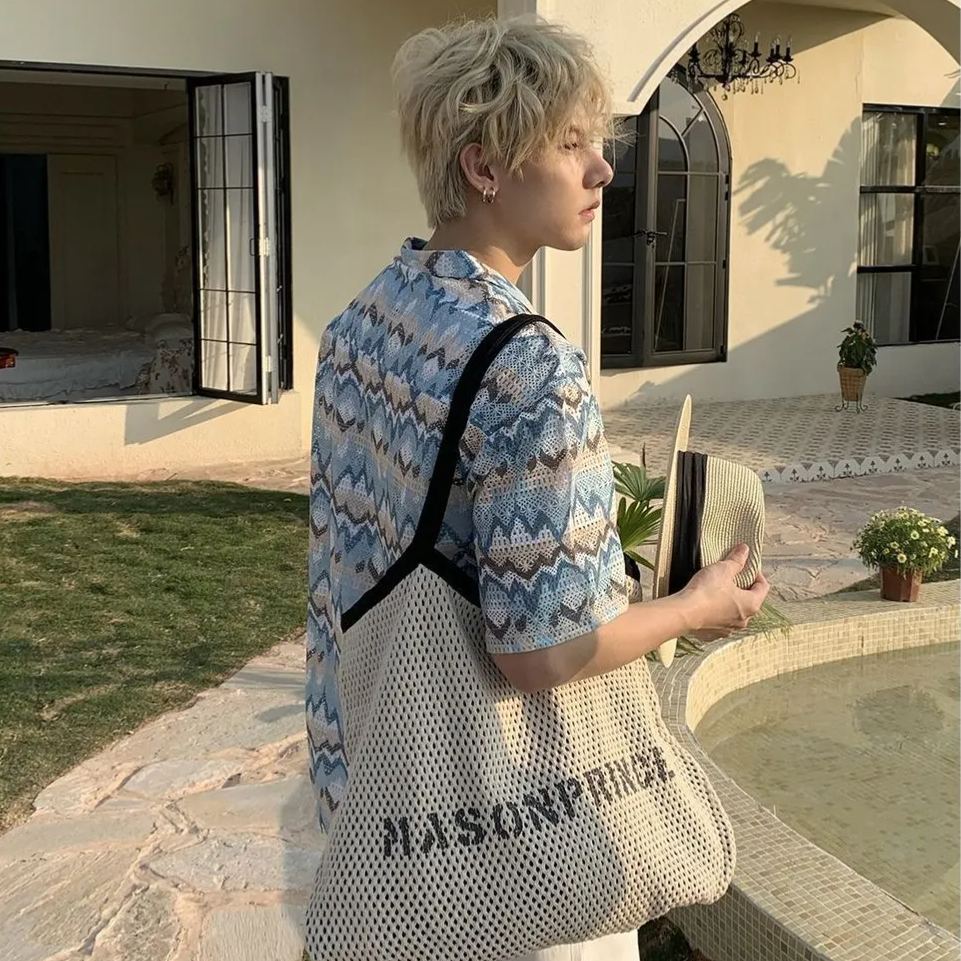 【單件/套裝】春夏美式復古夏威夷鏤空短袖襯衫+純色T恤+休閒短褲三件套