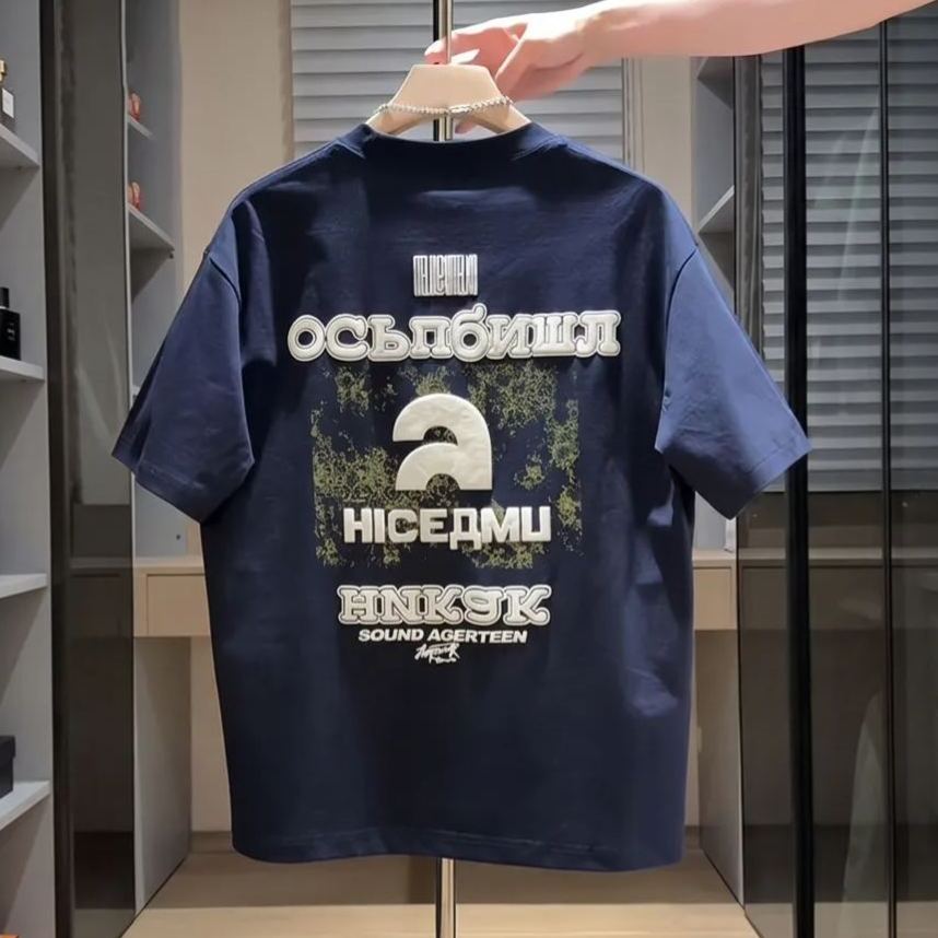 純棉圓領個性印花大碼韓版短袖T恤
