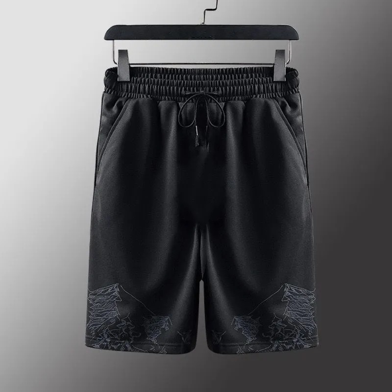 【單件/套裝】時尚潮流雪山印花短袖T恤+運動短褲兩件套裝