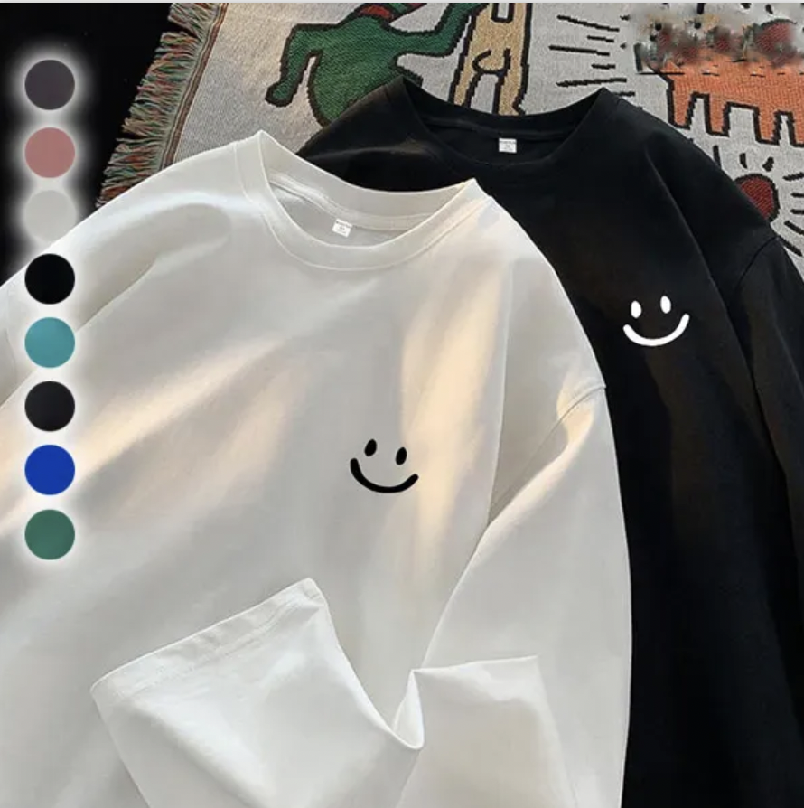純棉男女同款百搭寬鬆原宿風ins長袖t恤