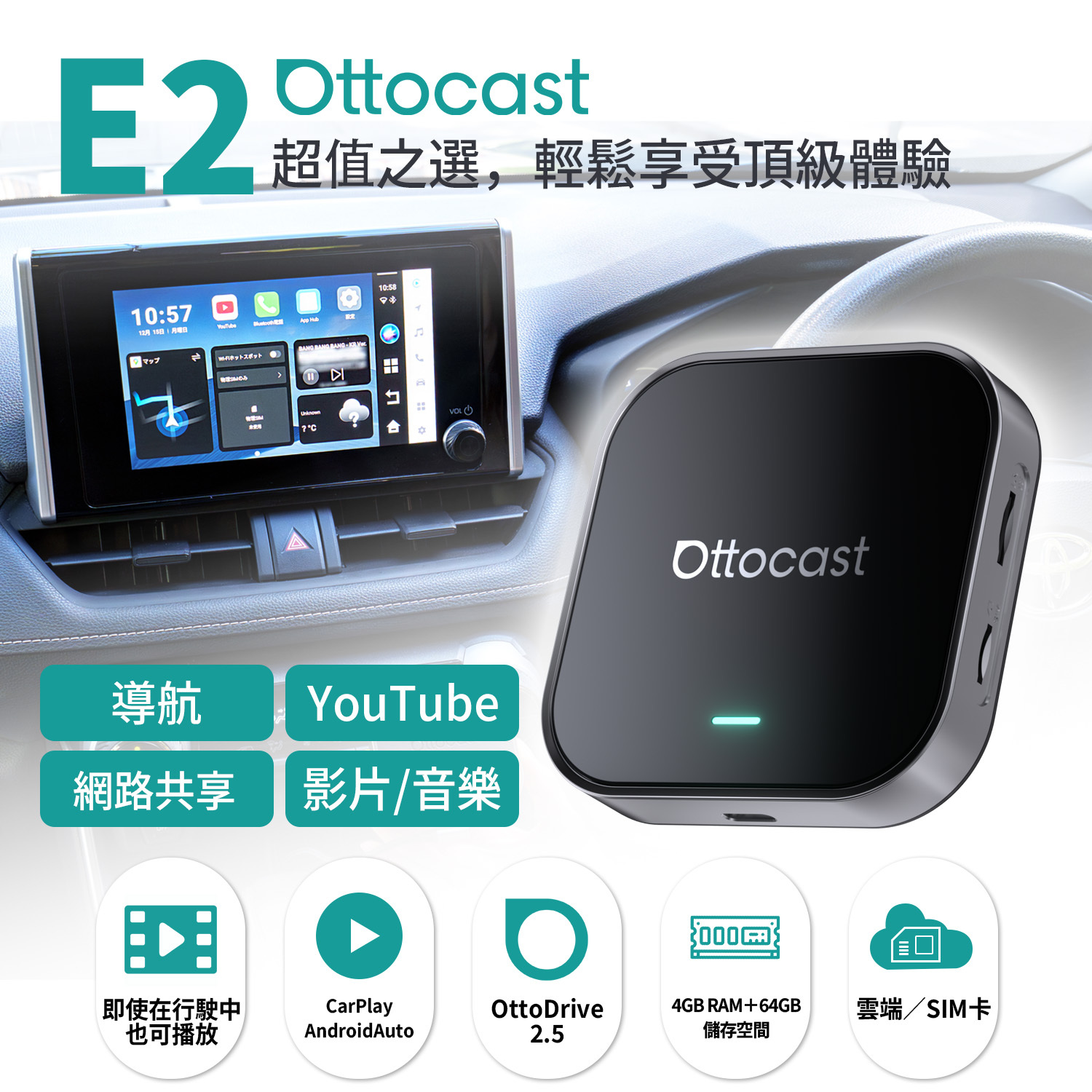 OttoAibox E2 CarPlay/Android Auto AI Box安卓盒子