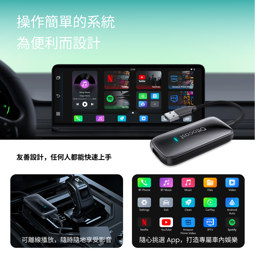 Play2Video Ultra無線CarPlay、Android Auto 及影片應用一體化接收器