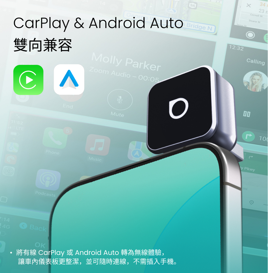 超迷你小方塊3.0無線CarPlay/Android Auto二合一接收器