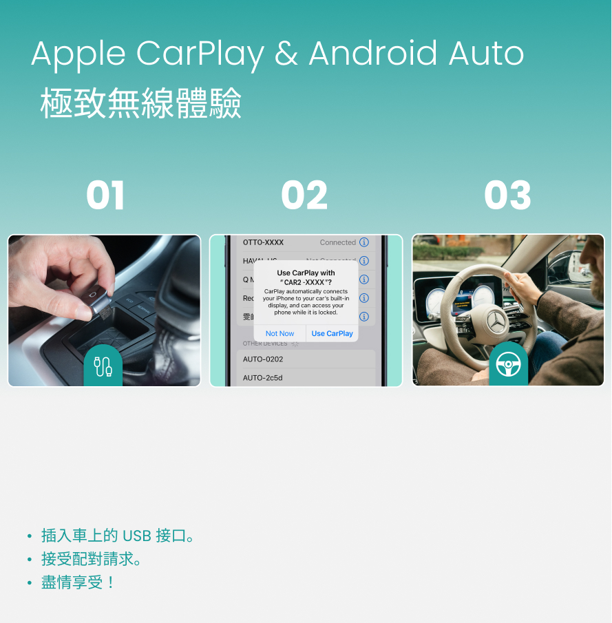 超迷你小方塊3.0無線CarPlay/Android Auto二合一接收器