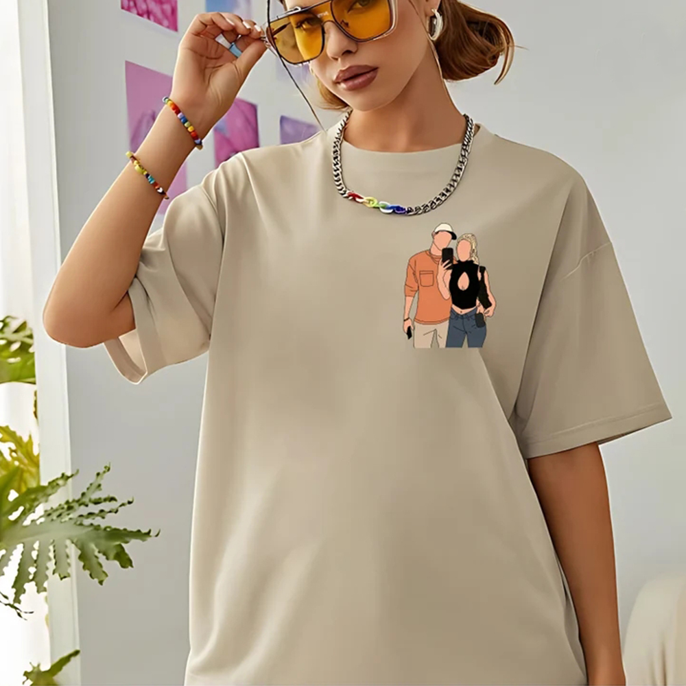 Custom Embroidered T-Shirt Personlized Couple Photo T-Shirt for Lover