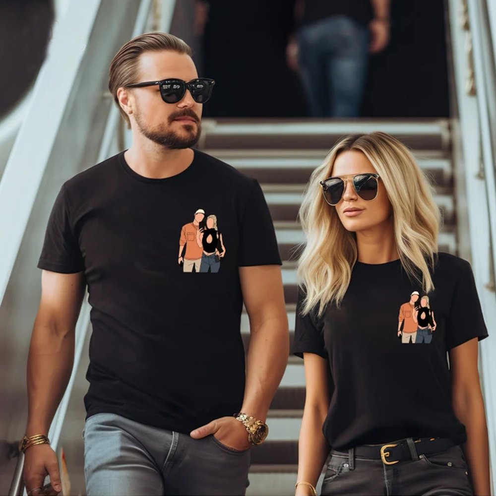 Custom Embroidered T-Shirt Personlized Couple Photo T-Shirt for Lover