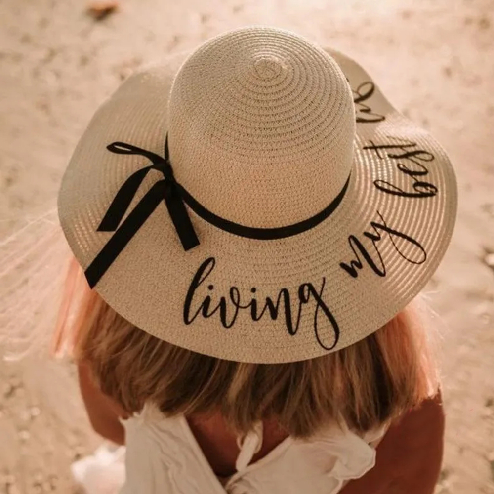 Custom embroidery Hat, Personalized beach Hat, Customized Beach Hat, Bridesmaid Beach Hat, Bridesmaid Gift, White Floppy Hat for Honeymoon