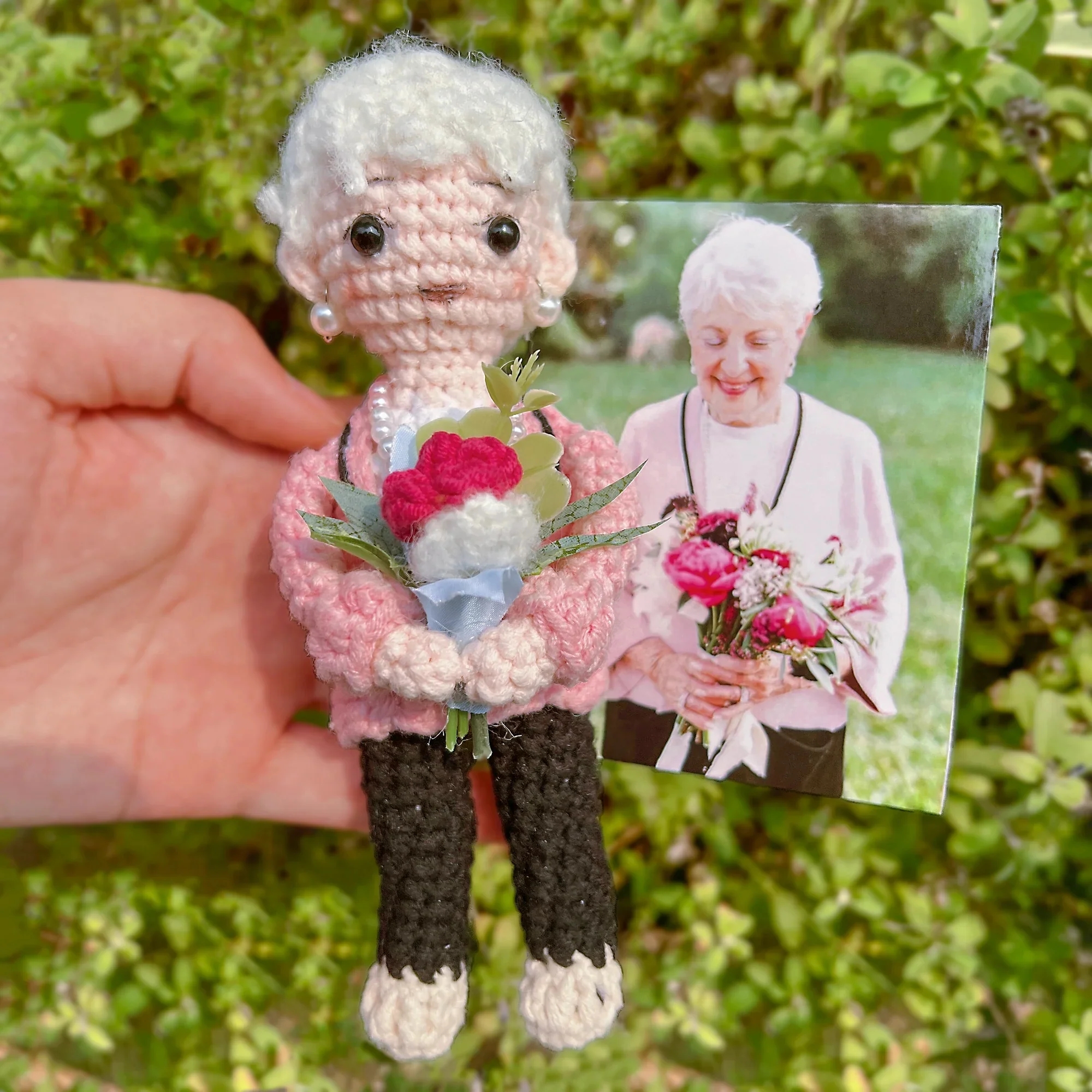 Custom Crochet Doll Personalized Gifts Handwoven Mini Look alike Dolls Gift for Grandma