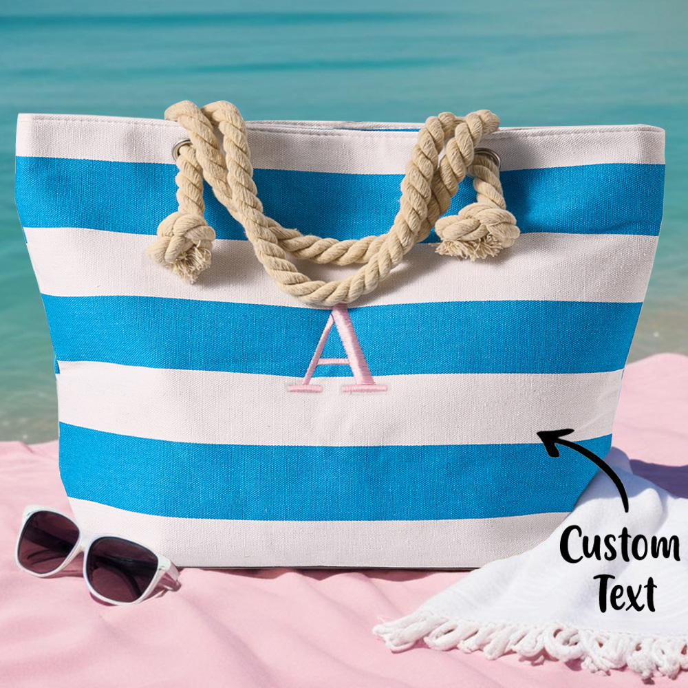 Personalized Embroidered Beach Bag, Bridesmaid Gift Custom Name Tote Bag, Bridal Party Gift Bag, Monogrammed Beach Tote, Bride's Babe Gift Ideas