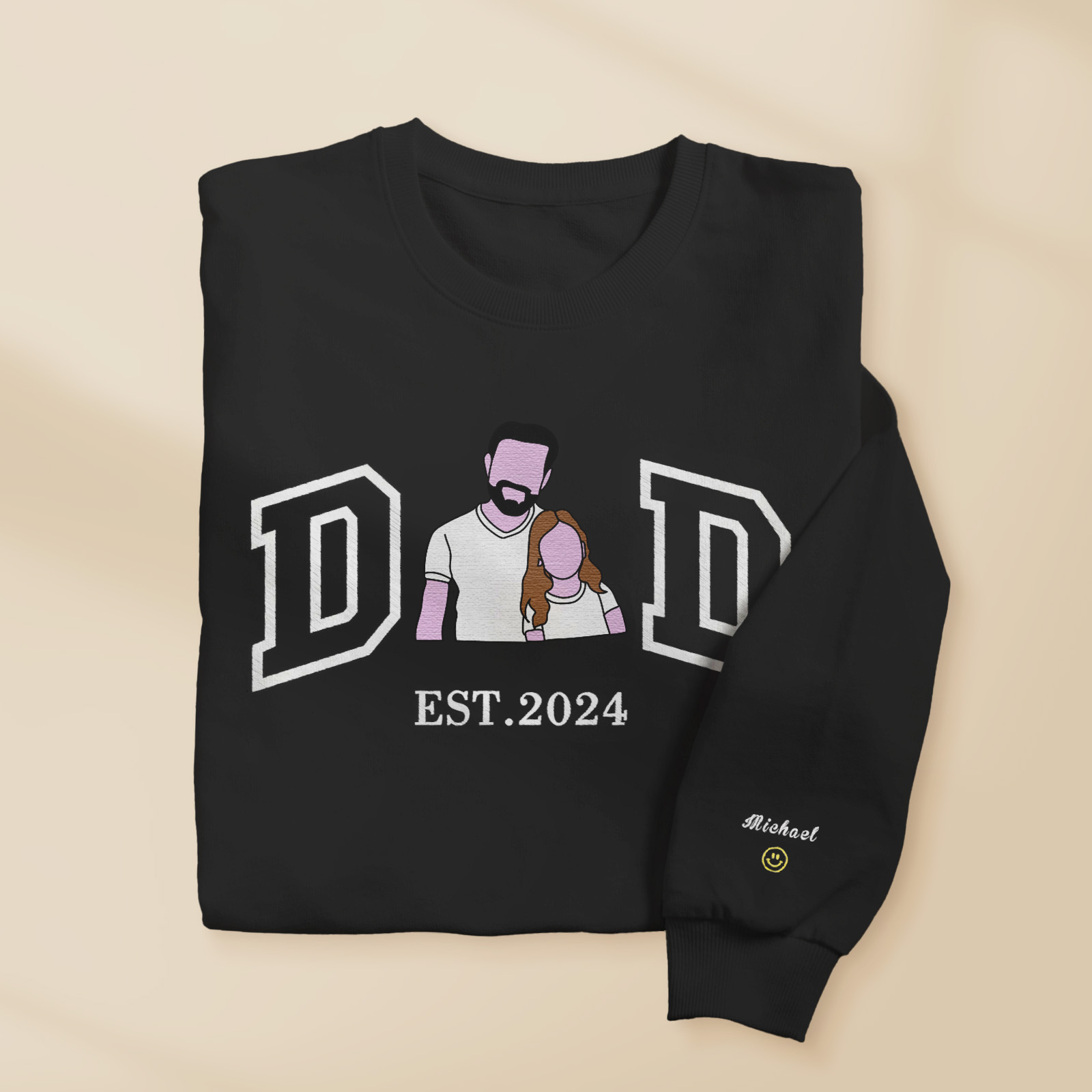 Custom Embroidered Portrait Sweatshirt for Dad Father's Day Gift