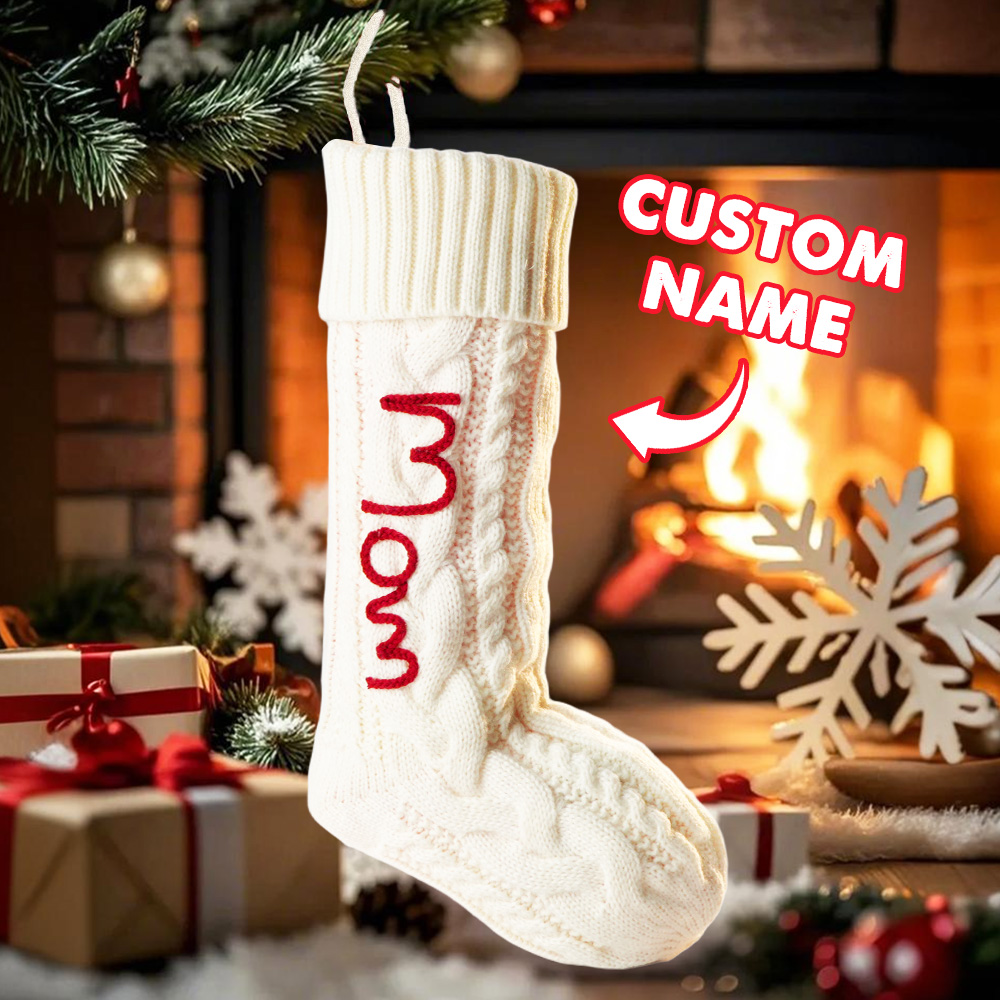 Custom Christmas Stockings With Name Personalized Engraved Knitted Christmas Stockings Christmas Home Decor