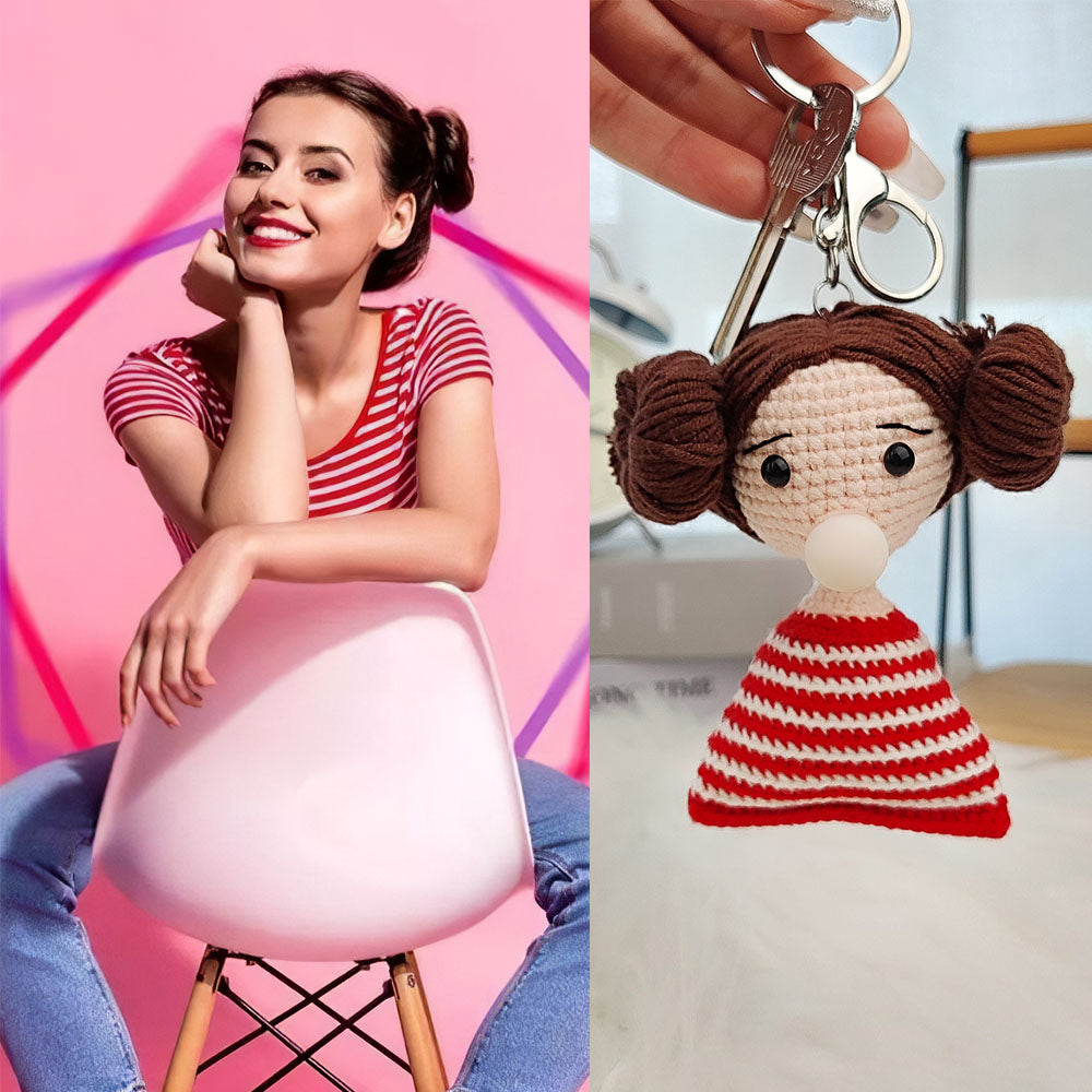Custom Crochet Doll Keychain Personalized Bubble Blowing Doll Gifts Handwoven Mini Dolls
