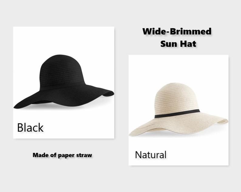 Name and heart on sun hat | Personalized | Machine embroidered | Wide-Brimmed Sun hat | Made of  paper straw