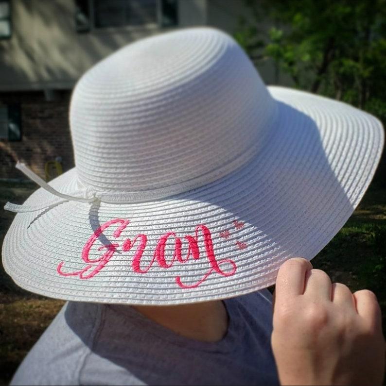 Personalized Embroidered Floppy Sun Hat,  custom beach or pool accessories