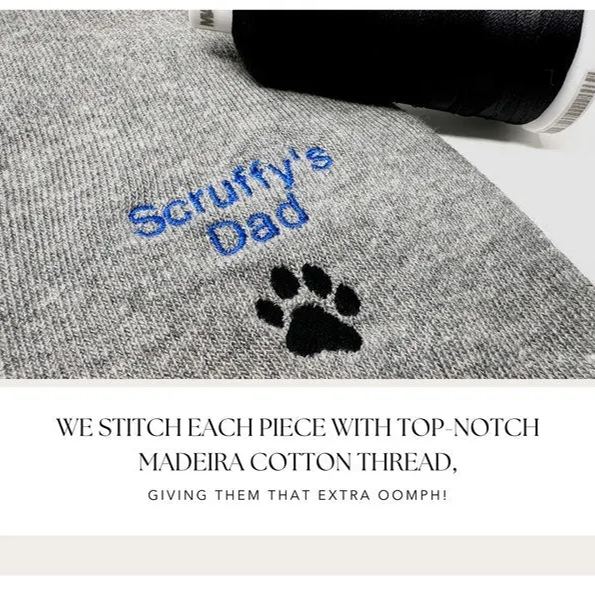 Custom Pet Parent Socks with Embroidered Cat or Dog Name & Paw Print Personalised Gift for Pet Lovers