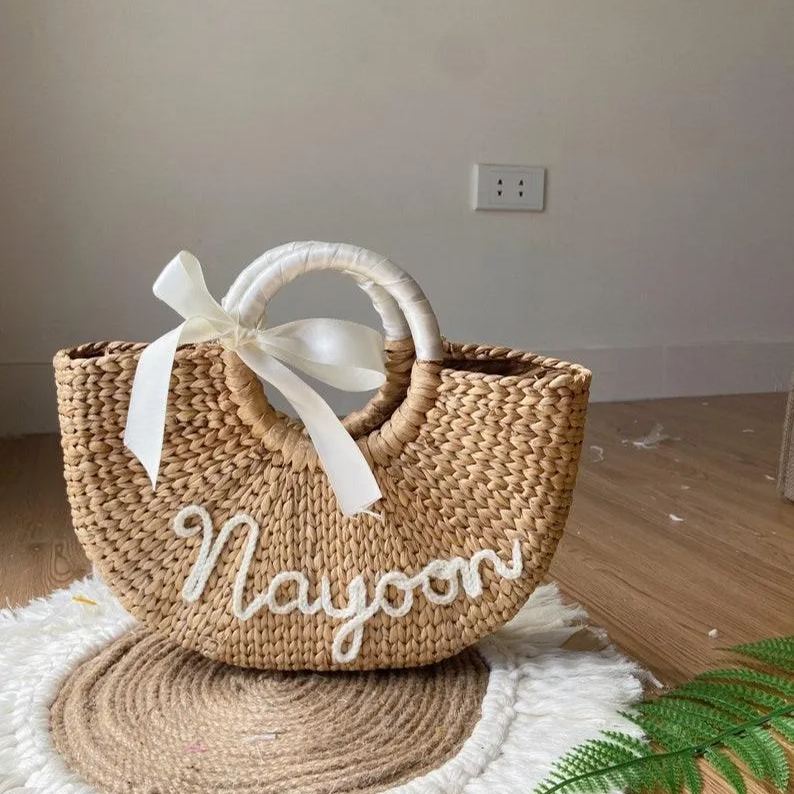 Personalized Bridesmaid Beach Bag Customized Straw Bag for Bachelorette Party Bridesmaid Gift Summer Bag Gift for mom