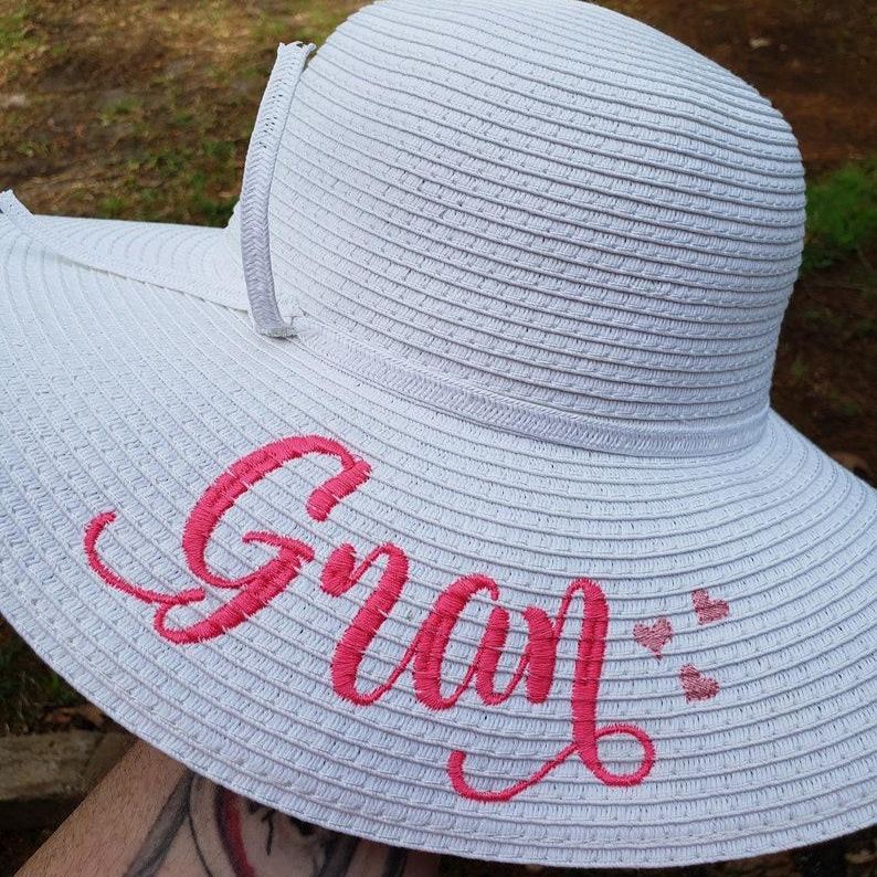 Personalized Embroidered Floppy Sun Hat,  custom beach or pool accessories