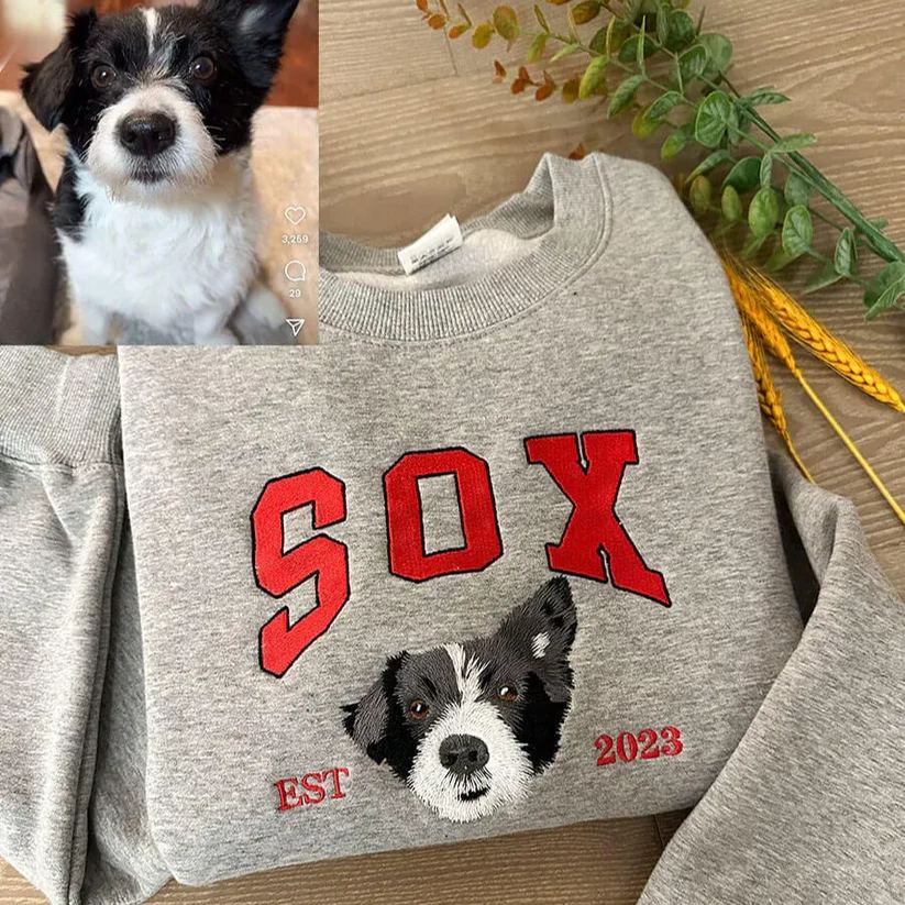 Custom Embroidered Pet From Your Photo Sweatshirt, Personalized Cat Sweatshirt, Pet Name Sweatshirt, Cat Mom Gift, Cat Lover Gift