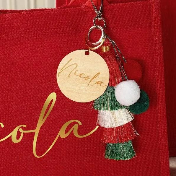Custom Christmas gift bag & Charm, Holiday Gift Bags with Name, Christmas party bags, Christmas Eve Gift Bags, Xmas Holiday Presents