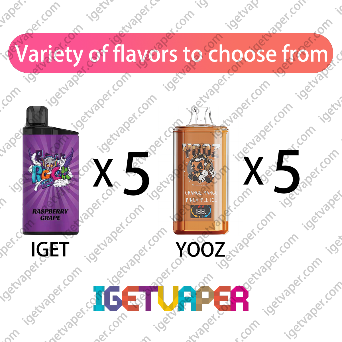 10-PIECE-SET - IGET Bar x5pcs + YOOZ ULTRA x5pcs