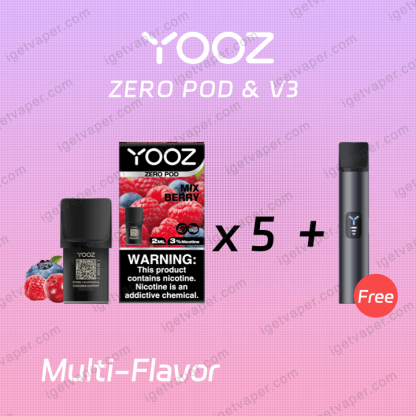 YOOZ  ZERO V3 PODS 5 PCS & FREE DEVICE 1PCS