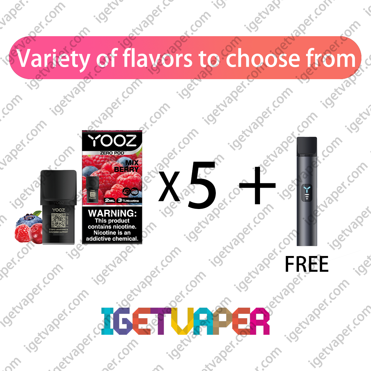 YOOZ  ZERO V3 PODS 5 PCS & FREE DEVICE 1PCS