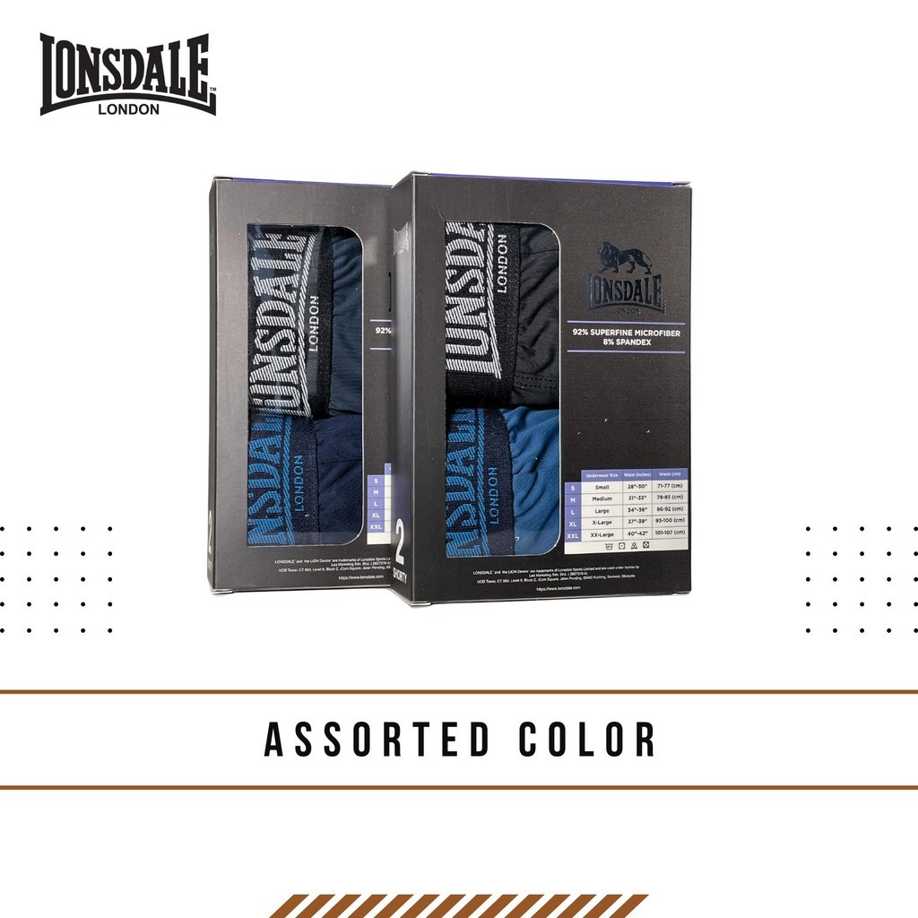 LONSDALE SUPERFINE MICROFIBER 2PK TRUNK MENS LON1007-S2