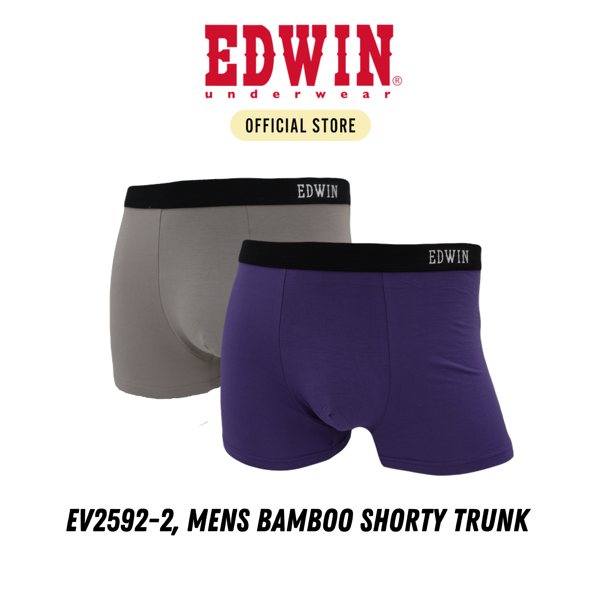EV2592-2 Edwin Mens Premium Underwear Bamboo Spandex 2pcs