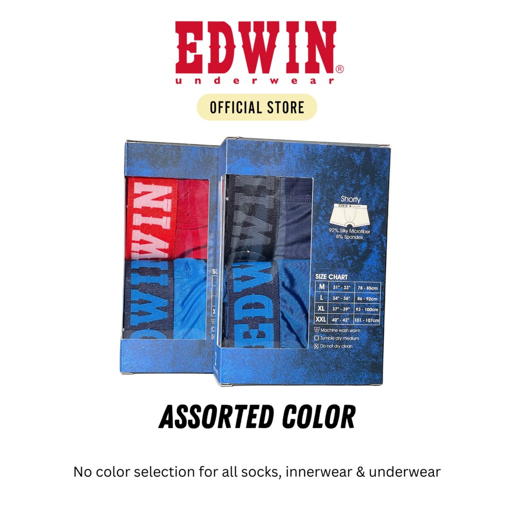 EDWIN SHORTY【EV2502-2M】Edwin Mens Underwear Silky Microfiber Spandex 2pcs