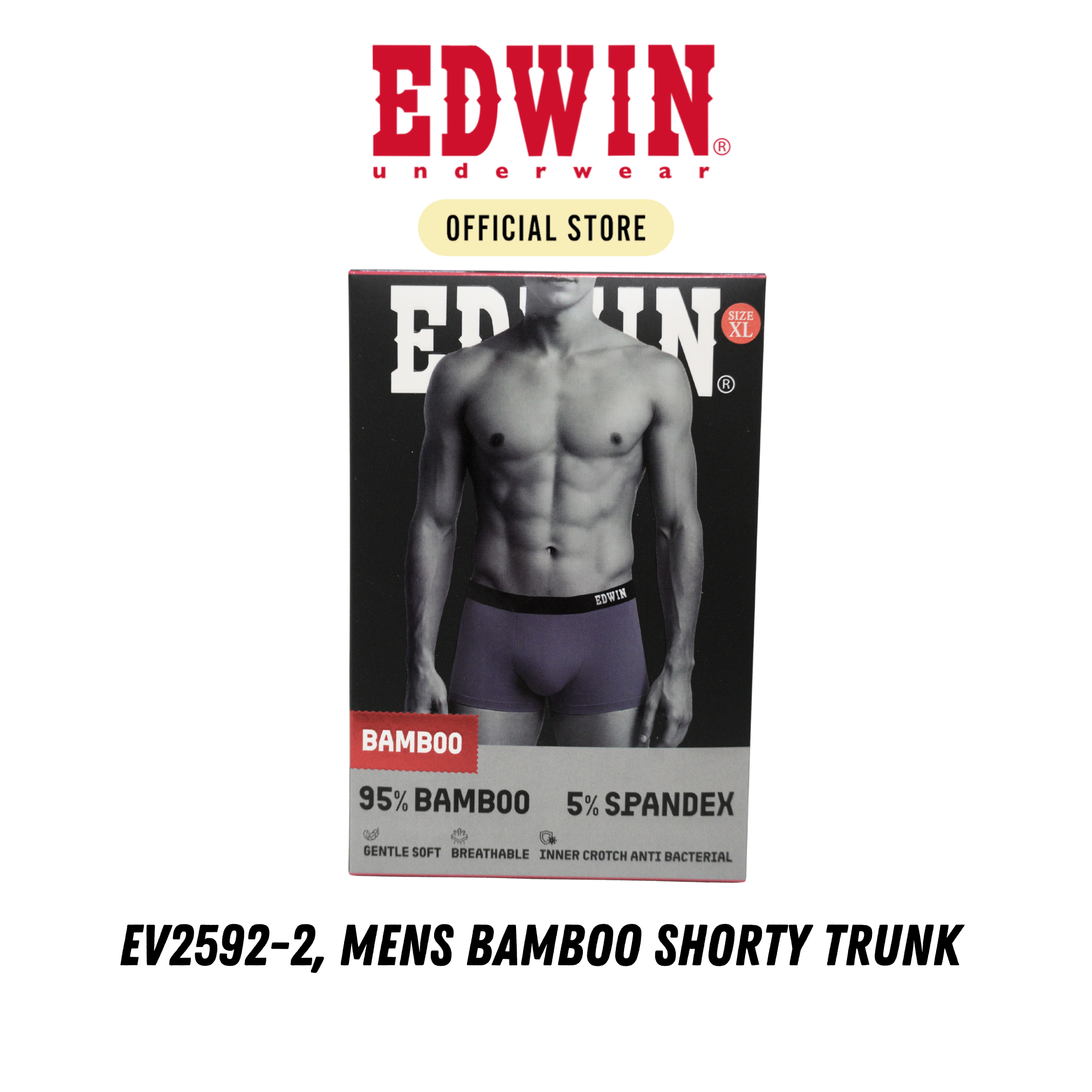 EV2592-2 Edwin Mens Premium Underwear Bamboo Spandex 2pcs