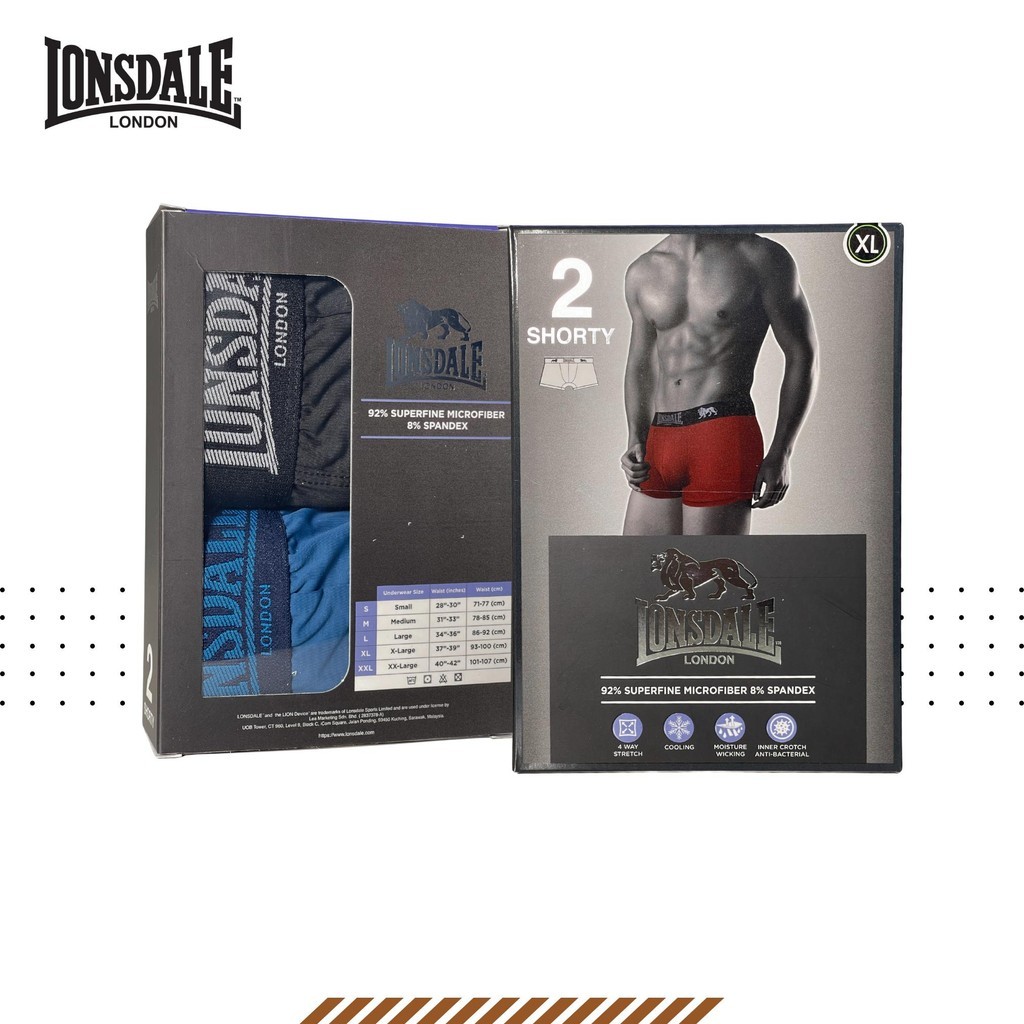 LONSDALE SUPERFINE MICROFIBER 2PK TRUNK MENS LON1007-S2