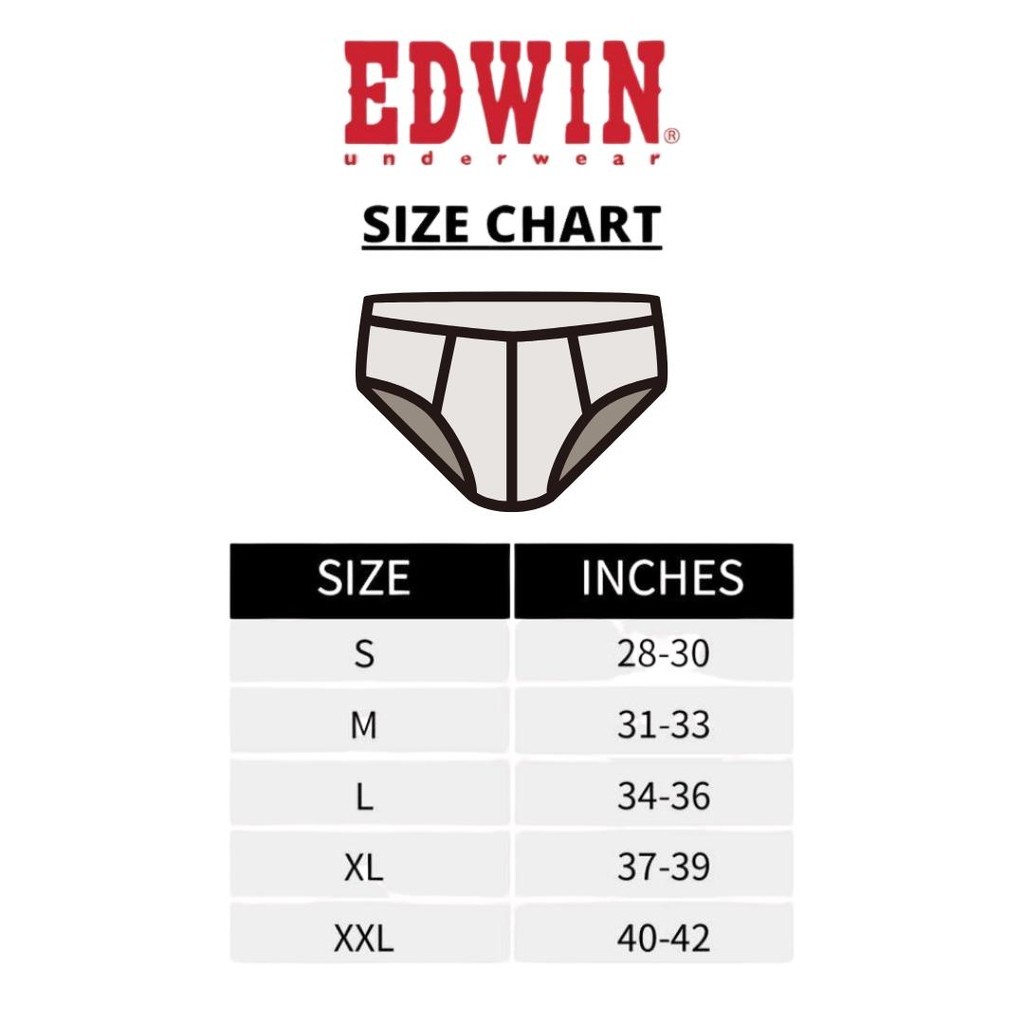 EDWIN BRIEFS【EV3503-3M】Edwin Mens Underwear Silky Microfiber Spandex Briefs 3 pcs