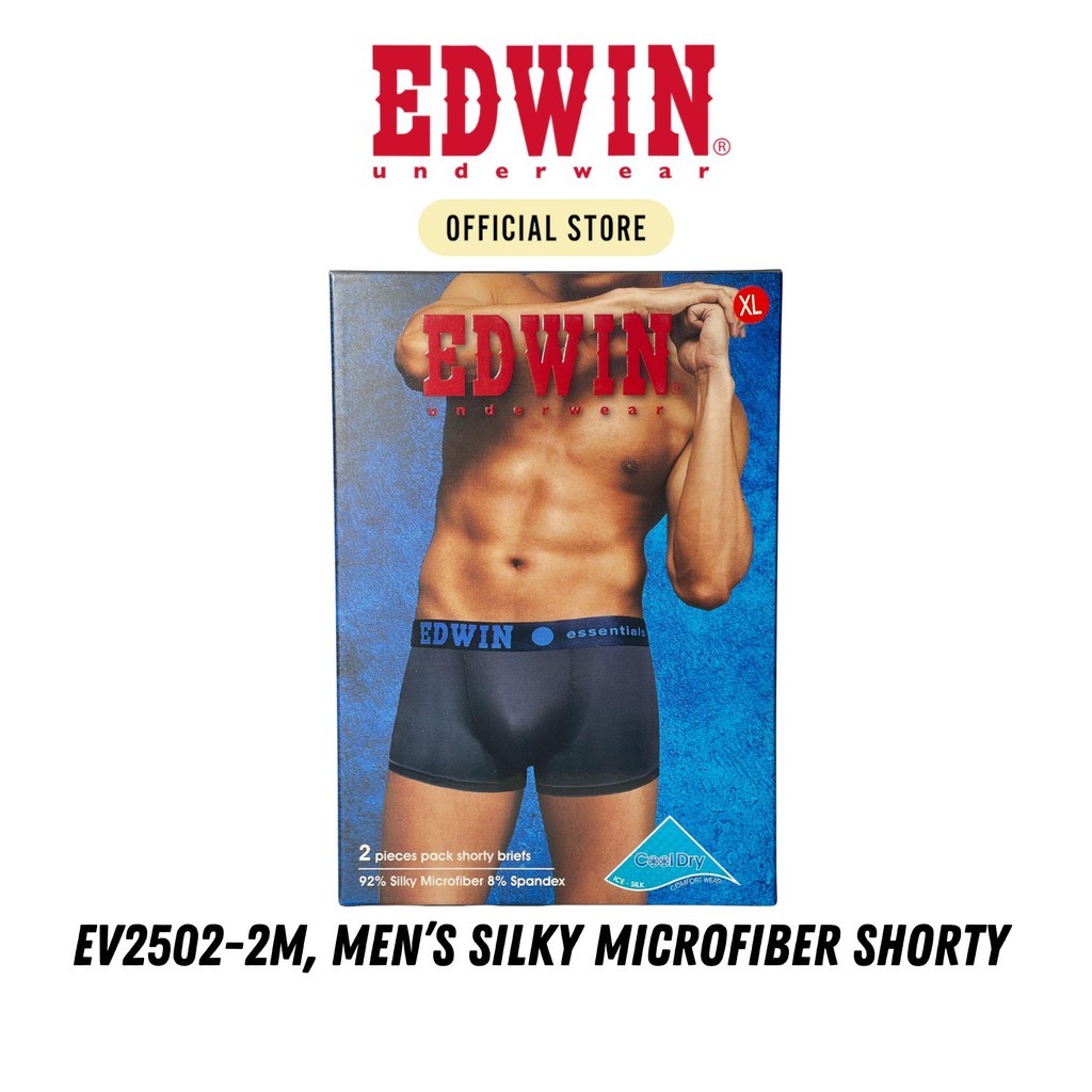 EDWIN SHORTY【EV2502-2M】Edwin Mens Underwear Silky Microfiber Spandex 2pcs