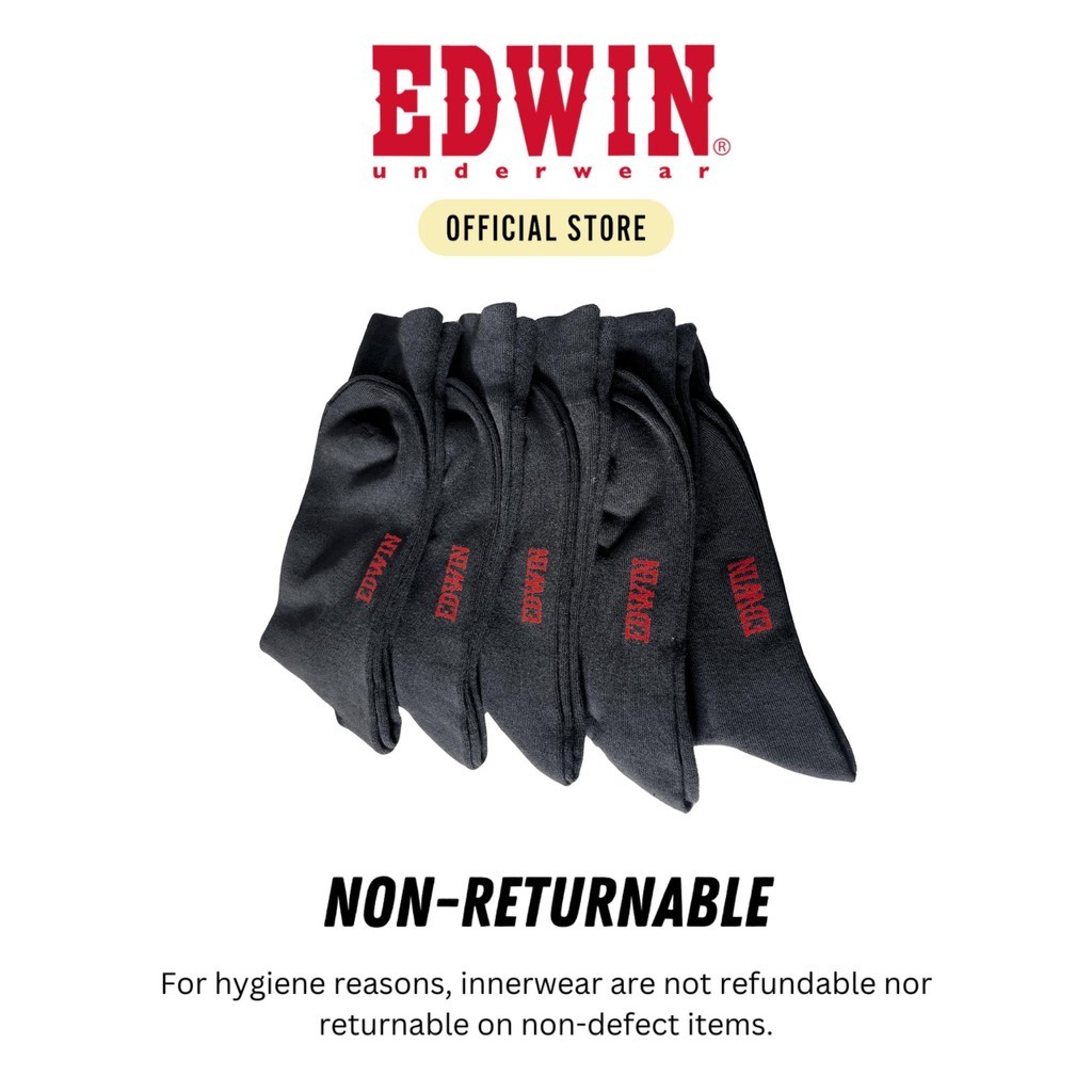 Edwin Unisex Calf High Black Socks (5 Pairs) ECS502