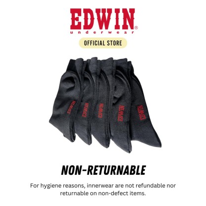 Edwin Unisex Calf High Black Socks (5 Pairs) ECS502
