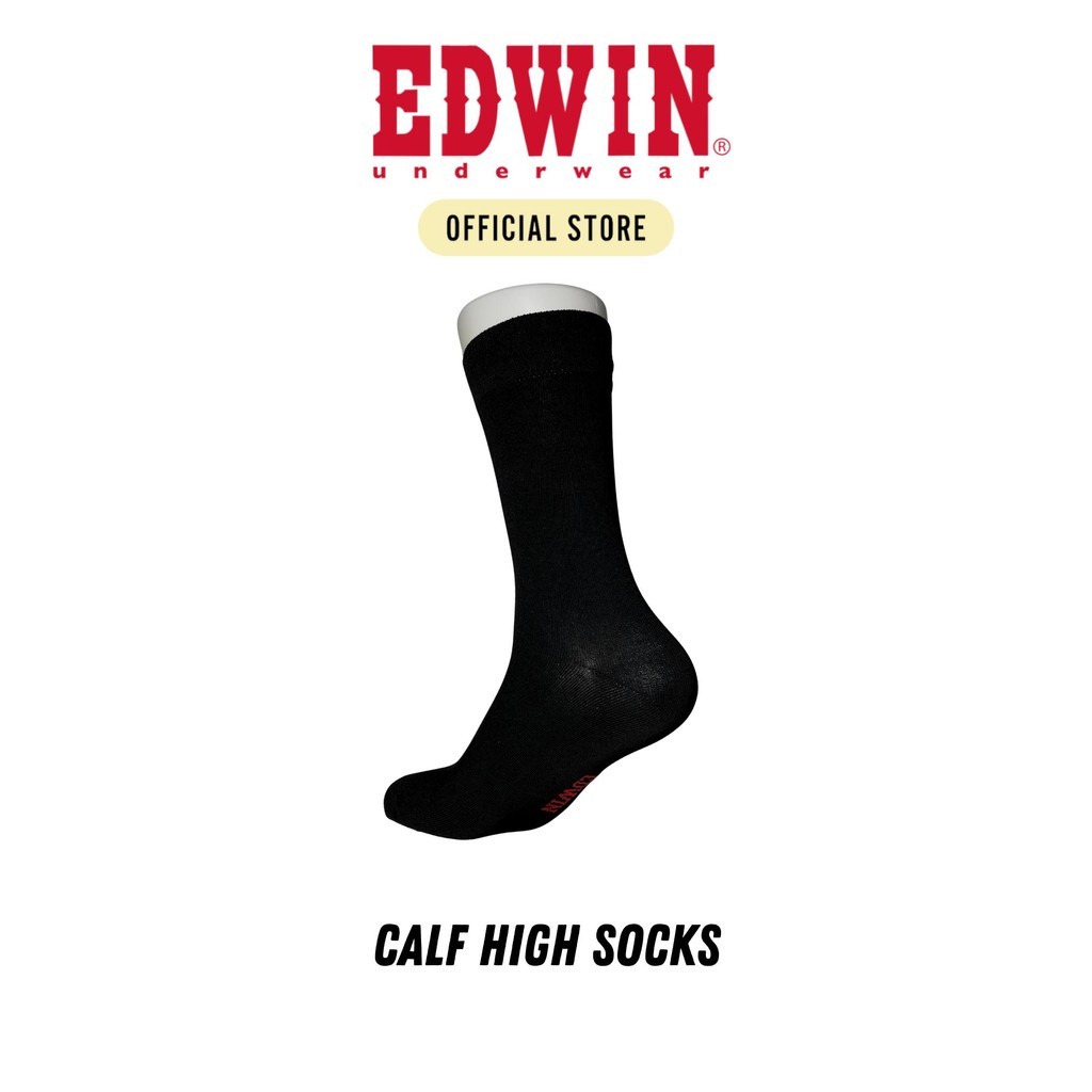 Edwin Unisex Calf High Black Socks (5 Pairs) ECS502