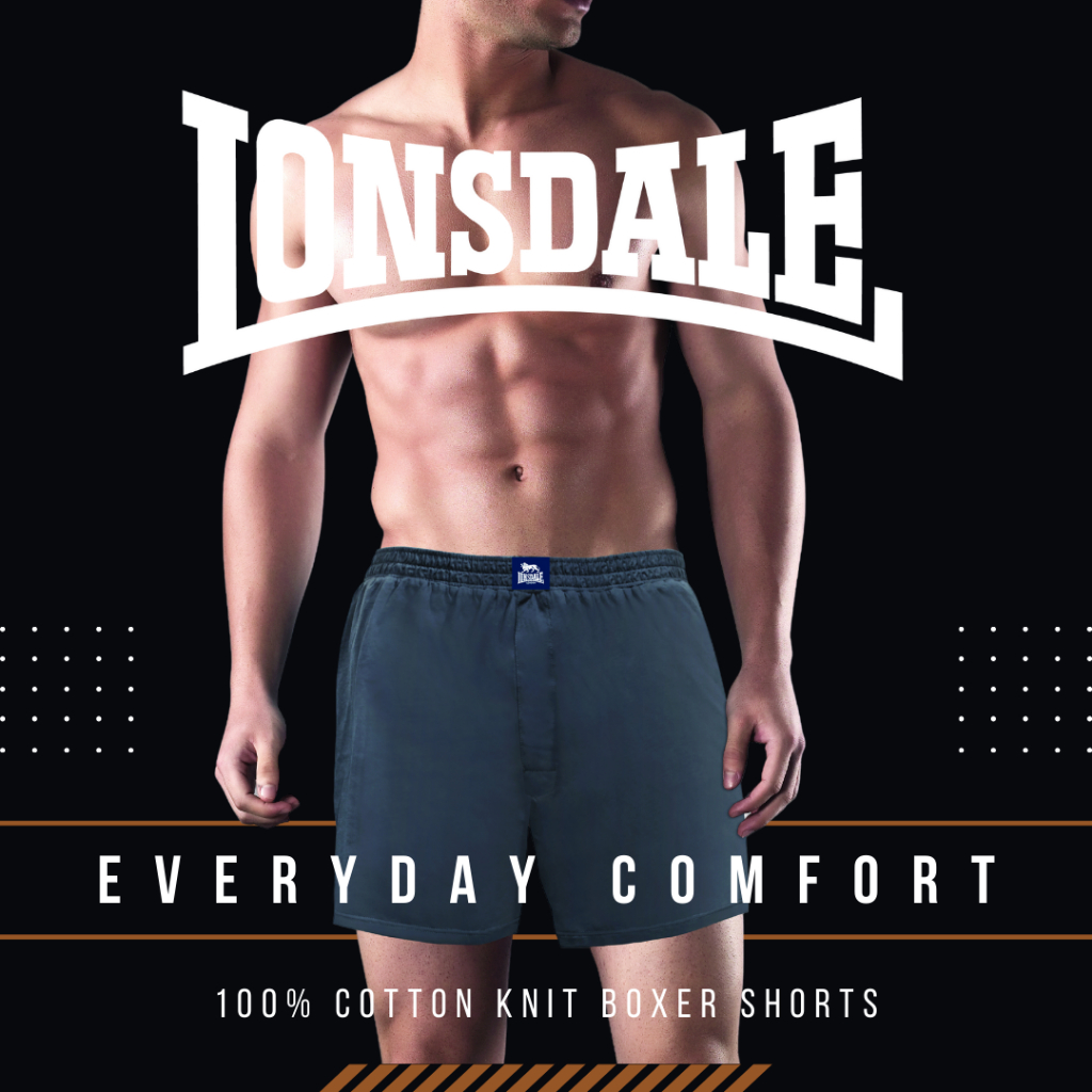 LONSDALE COTTON 2PK BOXER MENS LON1002-B2