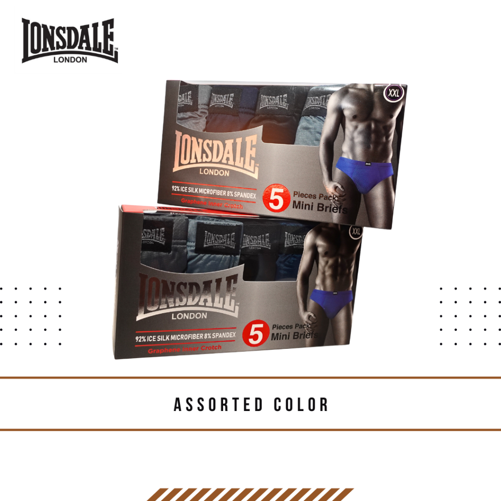 LONSDALE ICE SILK MICROFIBER 5PK MINI BRIEFS MENS LON1025-M2