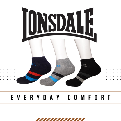 Lonsdale 3 Pack Ankle Socks LONS28143