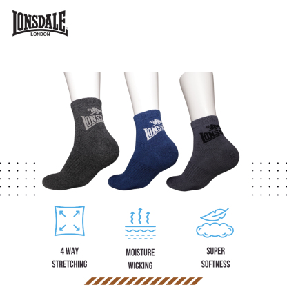 Lonsdale 3 Pack Half Terry Socks LONS28144