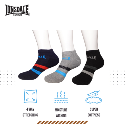 Lonsdale 3 Pack Ankle Socks LONS28143