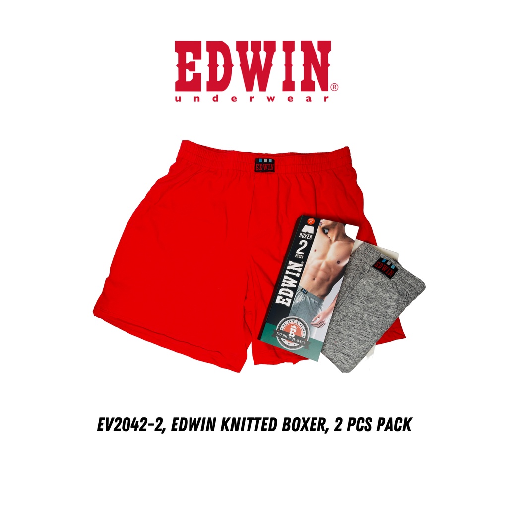 【EV2042-2】Edwin Knitted Boxer Soft Feel Mens Underwear 2pcs