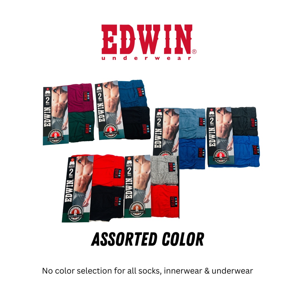 【EV2042-2】Edwin Knitted Boxer Soft Feel Mens Underwear 2pcs