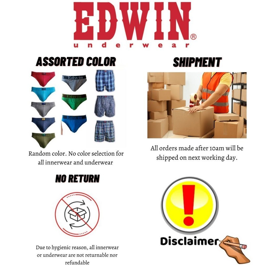 EV6013-3 Edwin Mens Underwear Cotton Big And Tall E/B Mini (3 Pcs) 