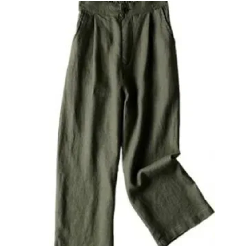 經典 時尚 休閑 亞麻 素面 耐久性 寬鬆 顯瘦 顯腿長 寬鬆感 紐扣 九分褲 休閒褲 褲子