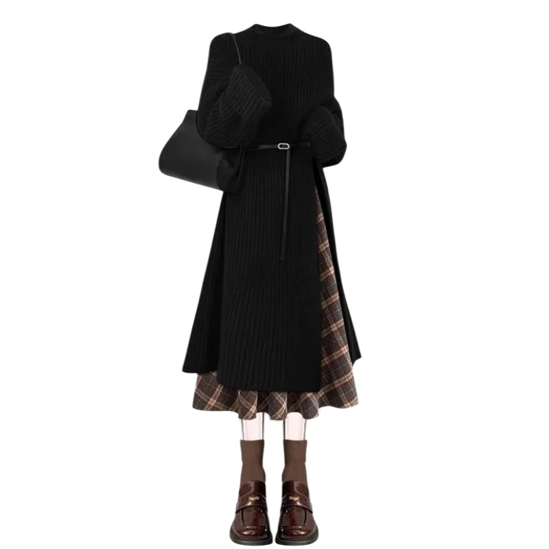 【單品可選】法式高級感套裝氣質長針織毛衣搭顯瘦格紋半身裙兩件套