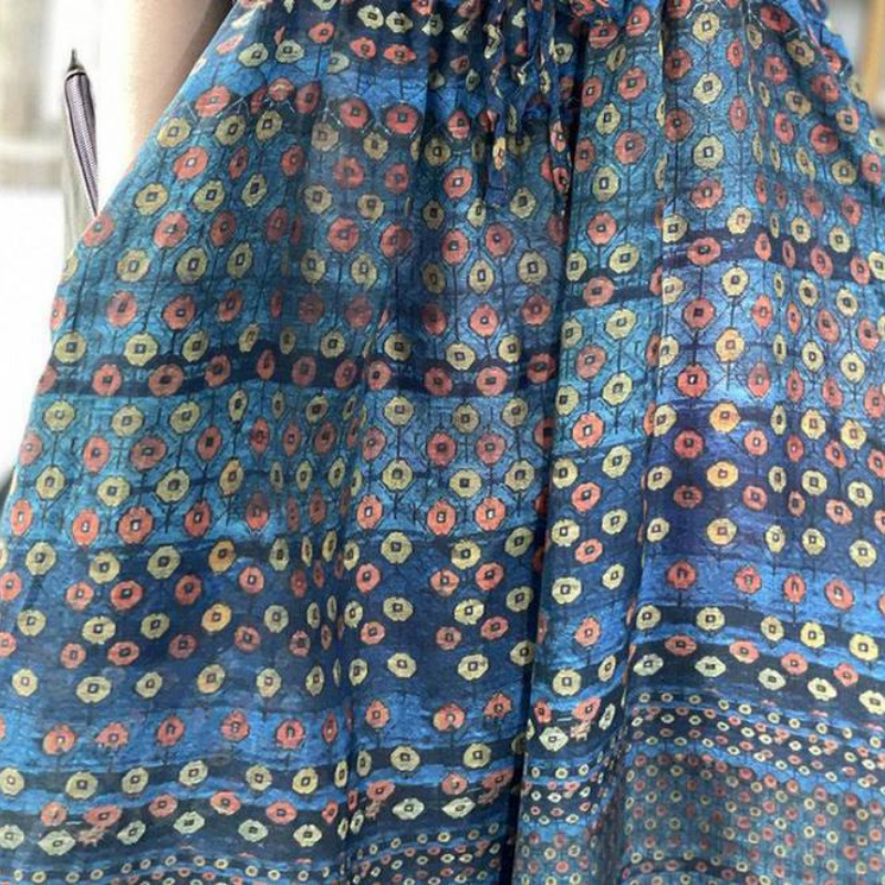 簡約 ‧ 收腰文藝復古印花連身裙