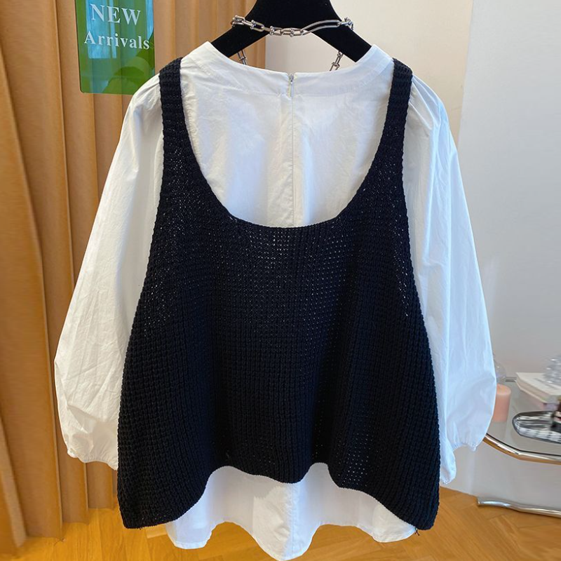 韓款百搭毛衣背心2025秋新設計清新女潮簡約大碼純色