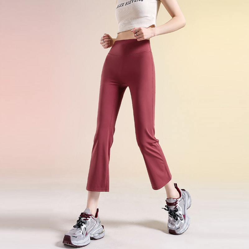 八分微喇瑜伽褲 高腰顯瘦小個子彈性褲 適合外出穿搭